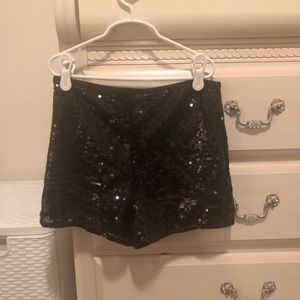 Black Sequins Mini Shorts
